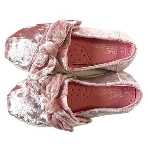 TOMS Kids Rose Velvet Alpargata Bow Slip-Ons | Size 9T | NIB